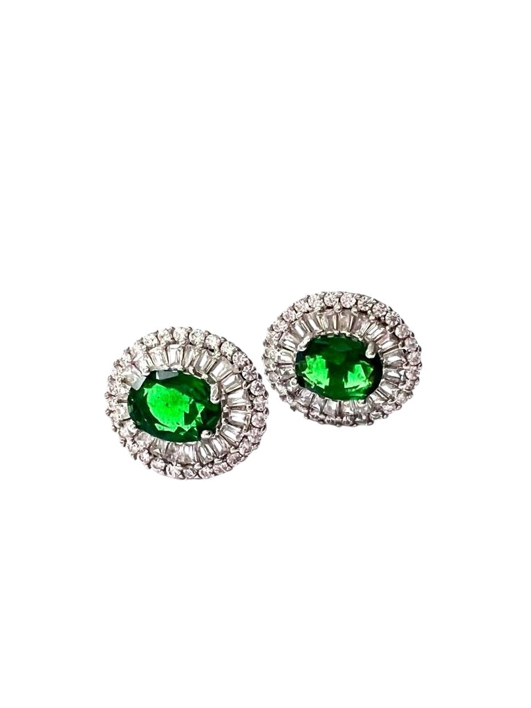 Green Silver Earrings