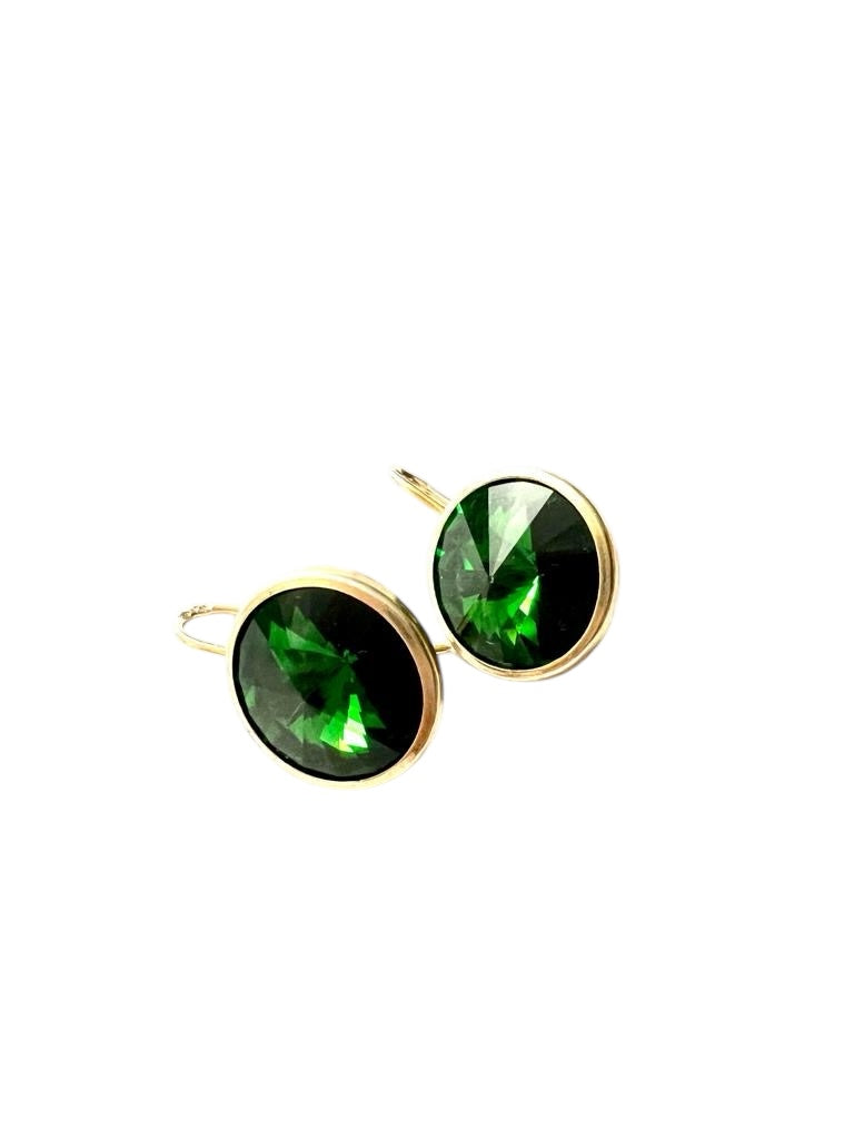 Green Earrings in Gold Plated Silver