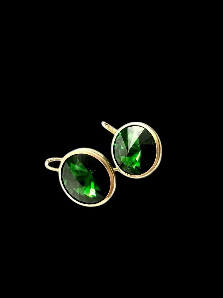 Green Earrings in Gold Plated Silver