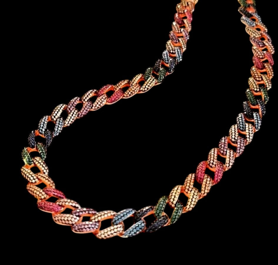 Colorful Chain Necklace in Pink Silver
