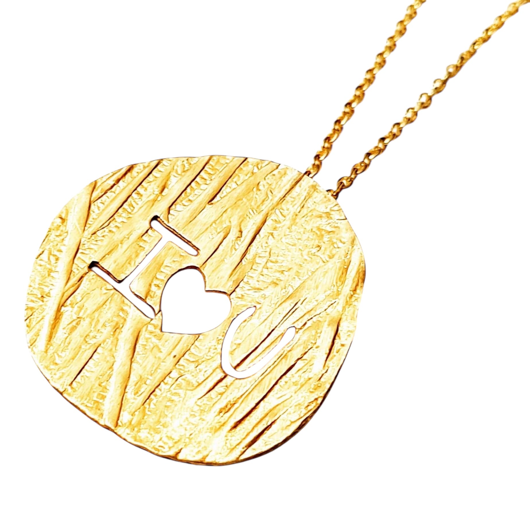 Colar I Love You em Prata Dourada