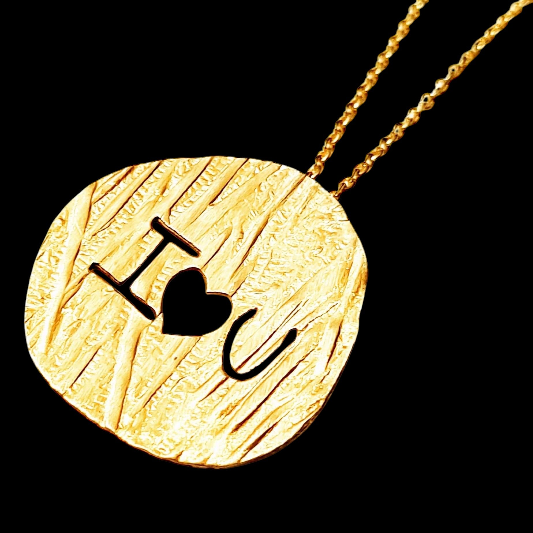 Colar I Love You em Prata Dourada