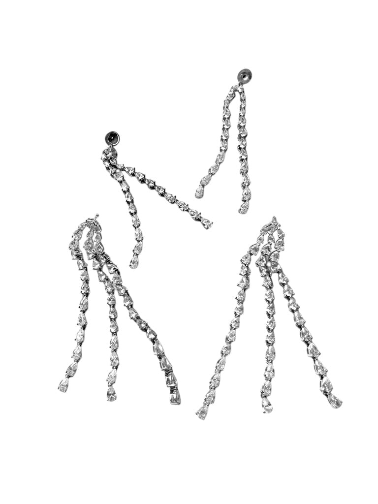 Brincos de Festa com Brilho em Prata