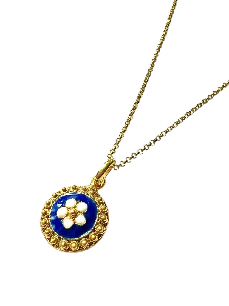 Blue Snail Necklace in Gold Plated Silver