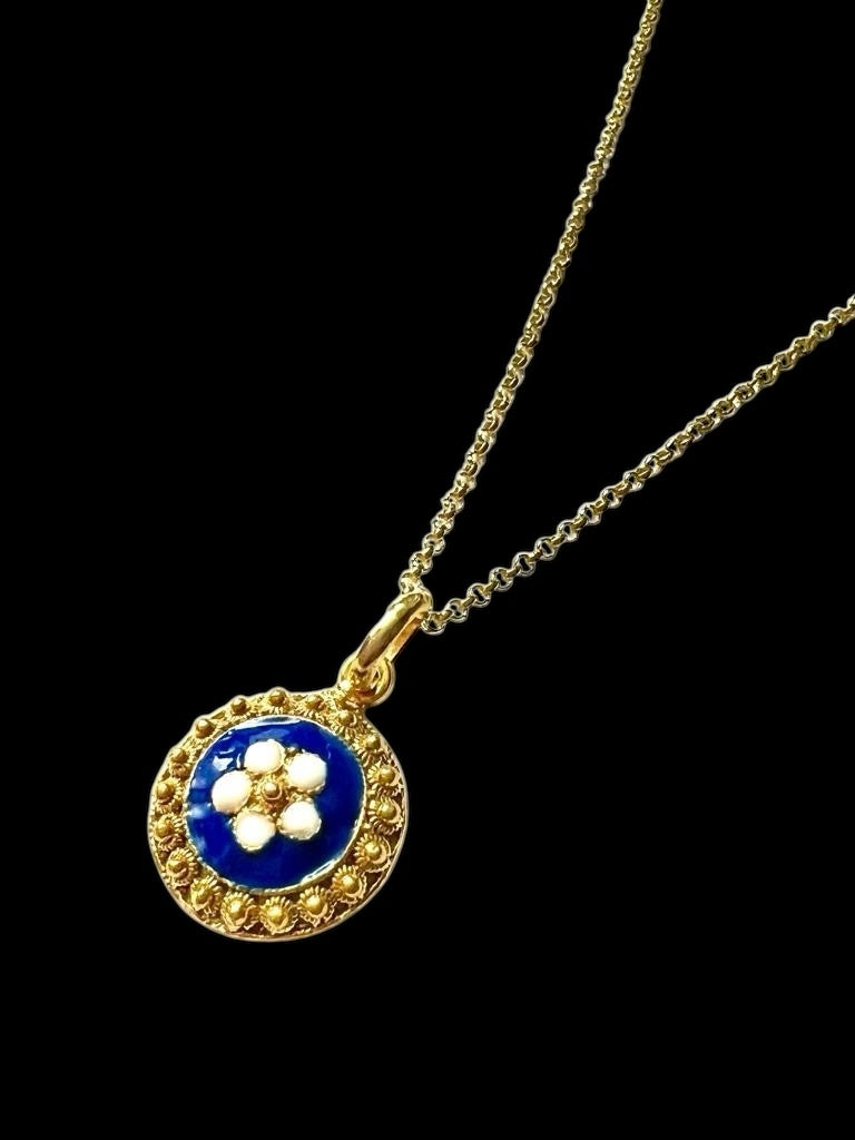Blue Snail Necklace in Gold Plated Silver