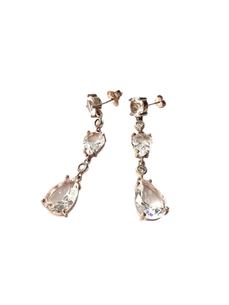 Drop Earrings in Pink Silver