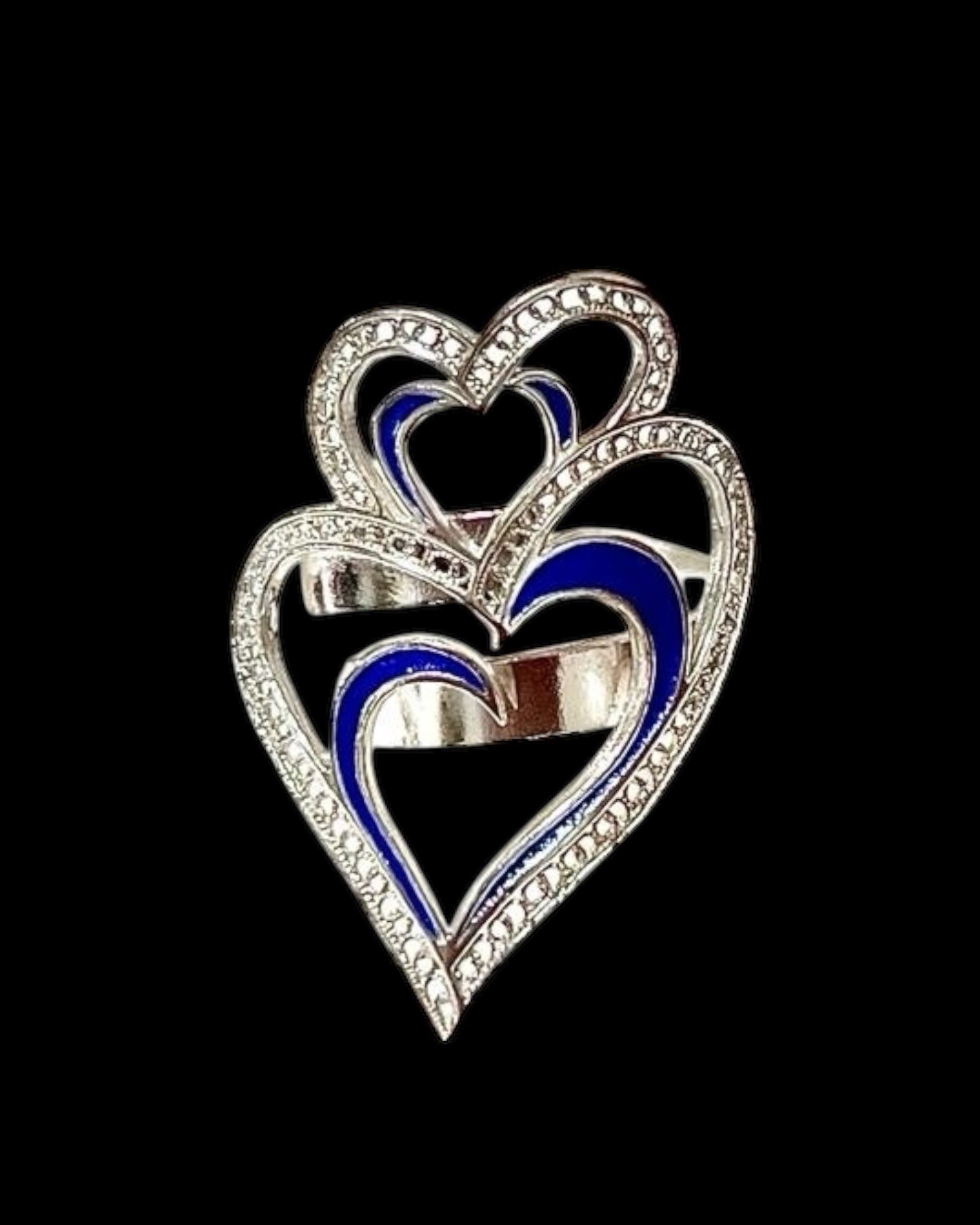 Anel Coração Viana é Amor com Esmalte Azul em Prata