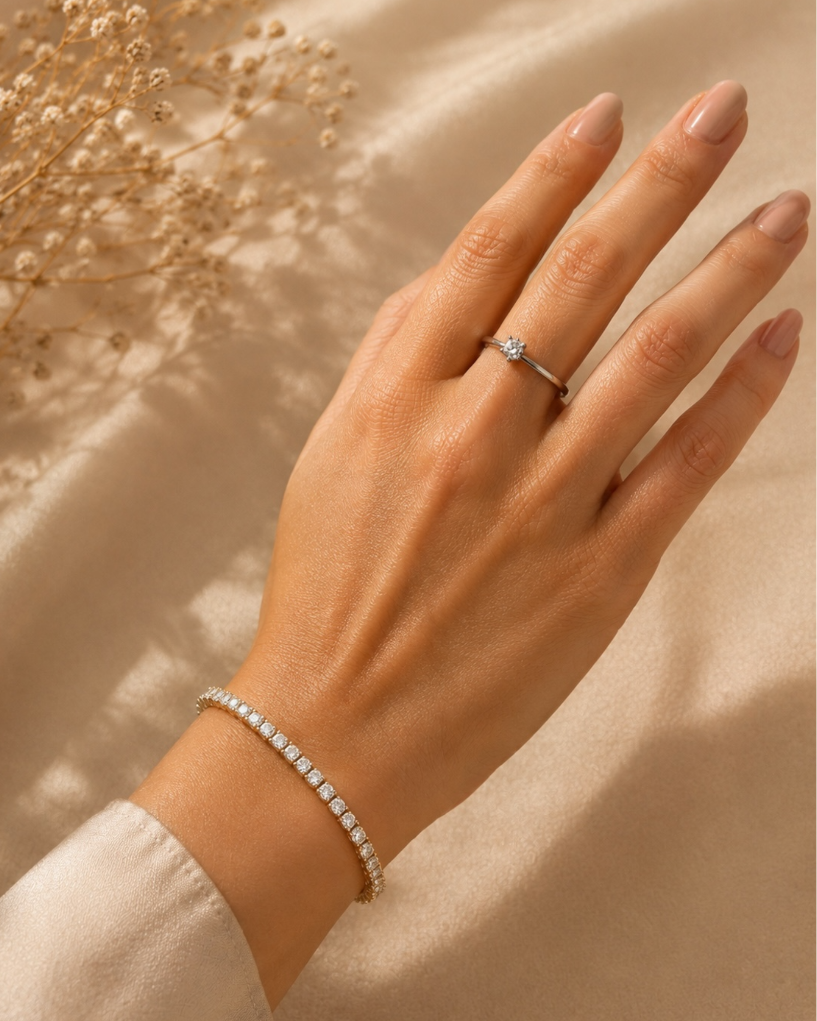 Pulseira com Brilho em Prata Dourada