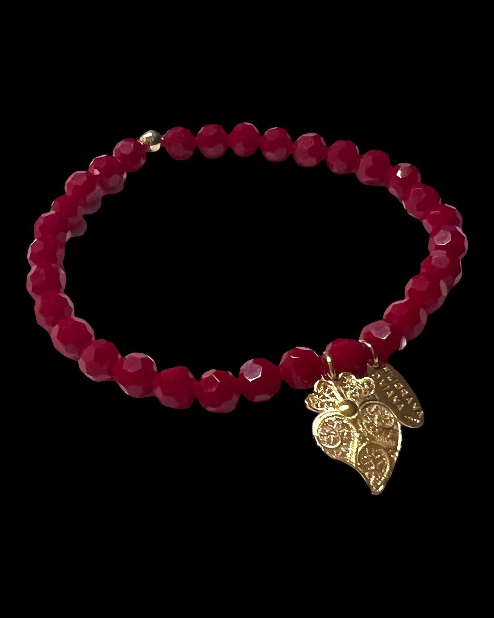 Viana Heart Bracelet with Red Stones in Gold-Plated Silver