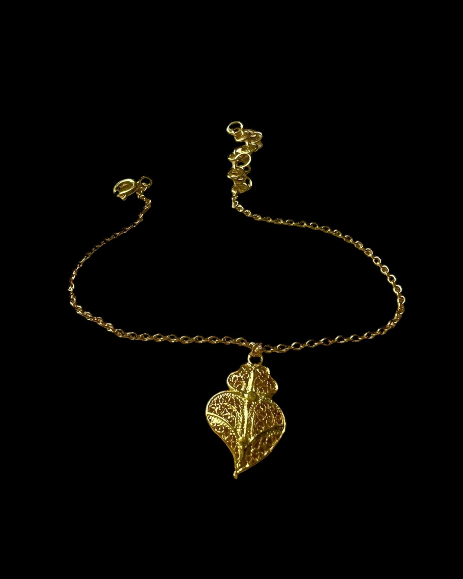 Pulseira Coração de Viana em Prata Dourada