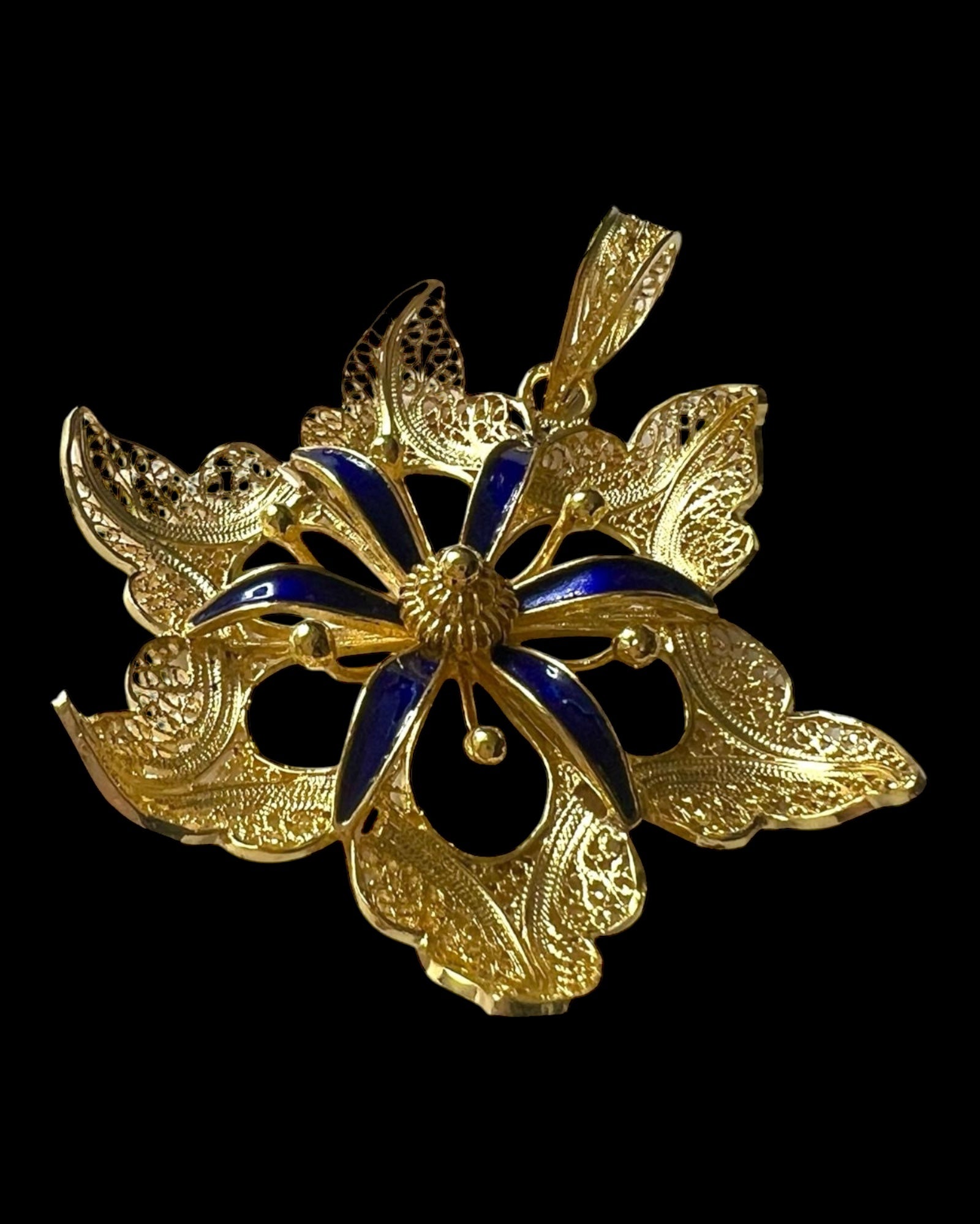 Filigree Flower Medal in Gold Plated Silver