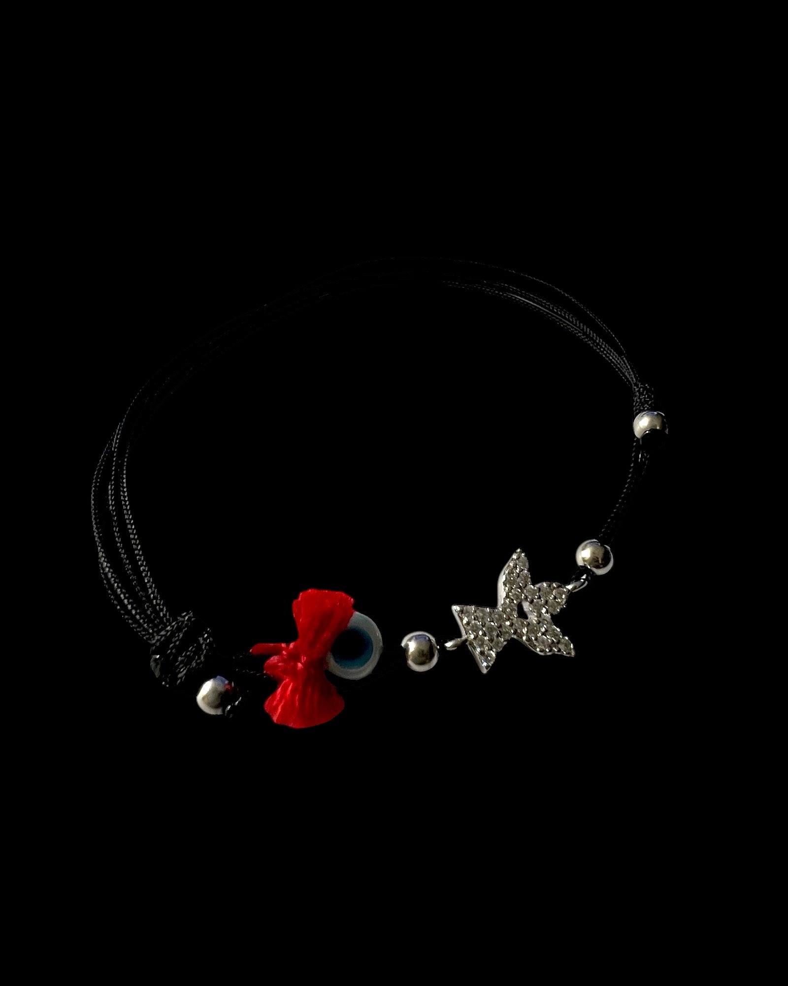 Pulseira de Seda com Anjo em Prata