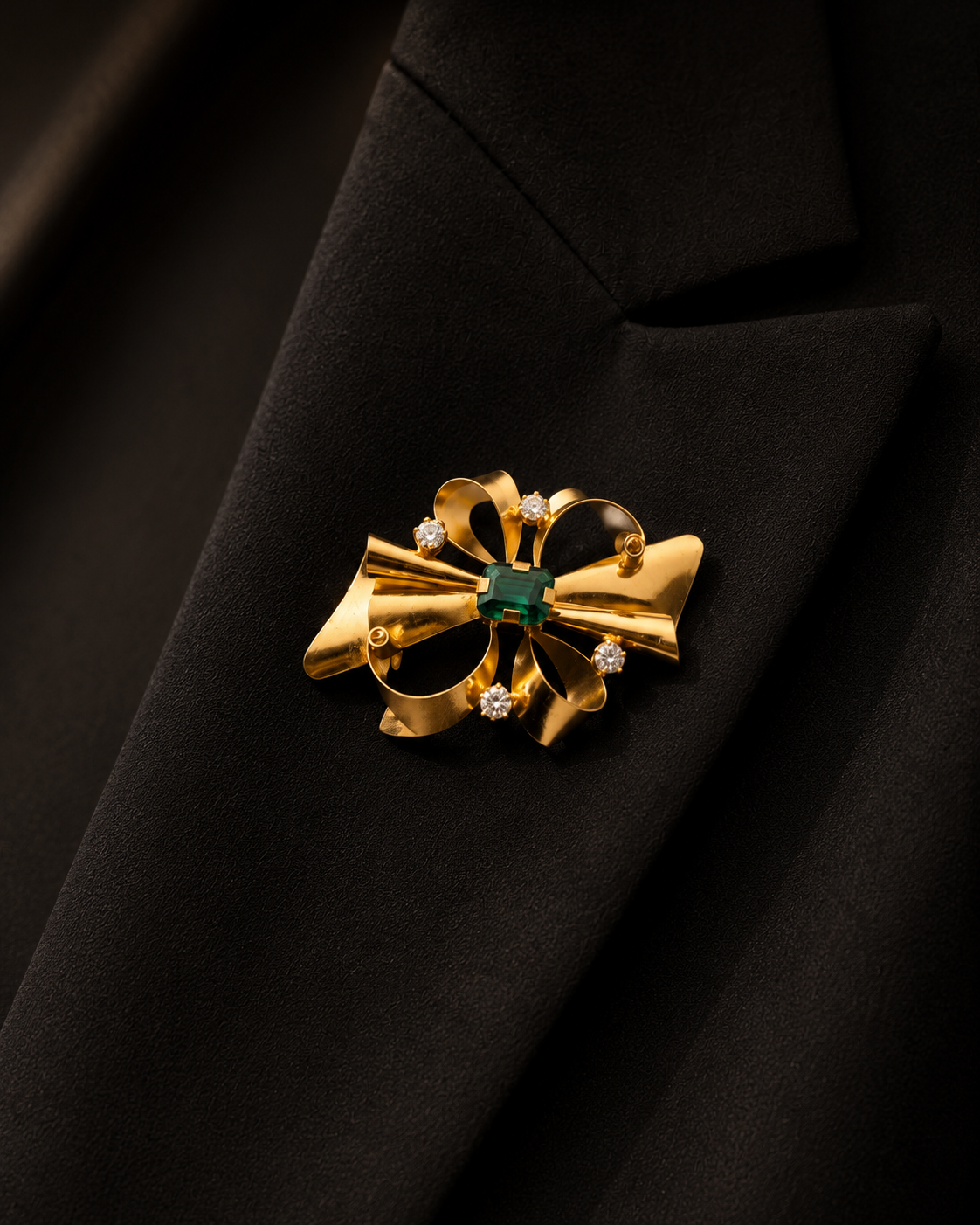 Red Ribbon Pin in Gold Silver