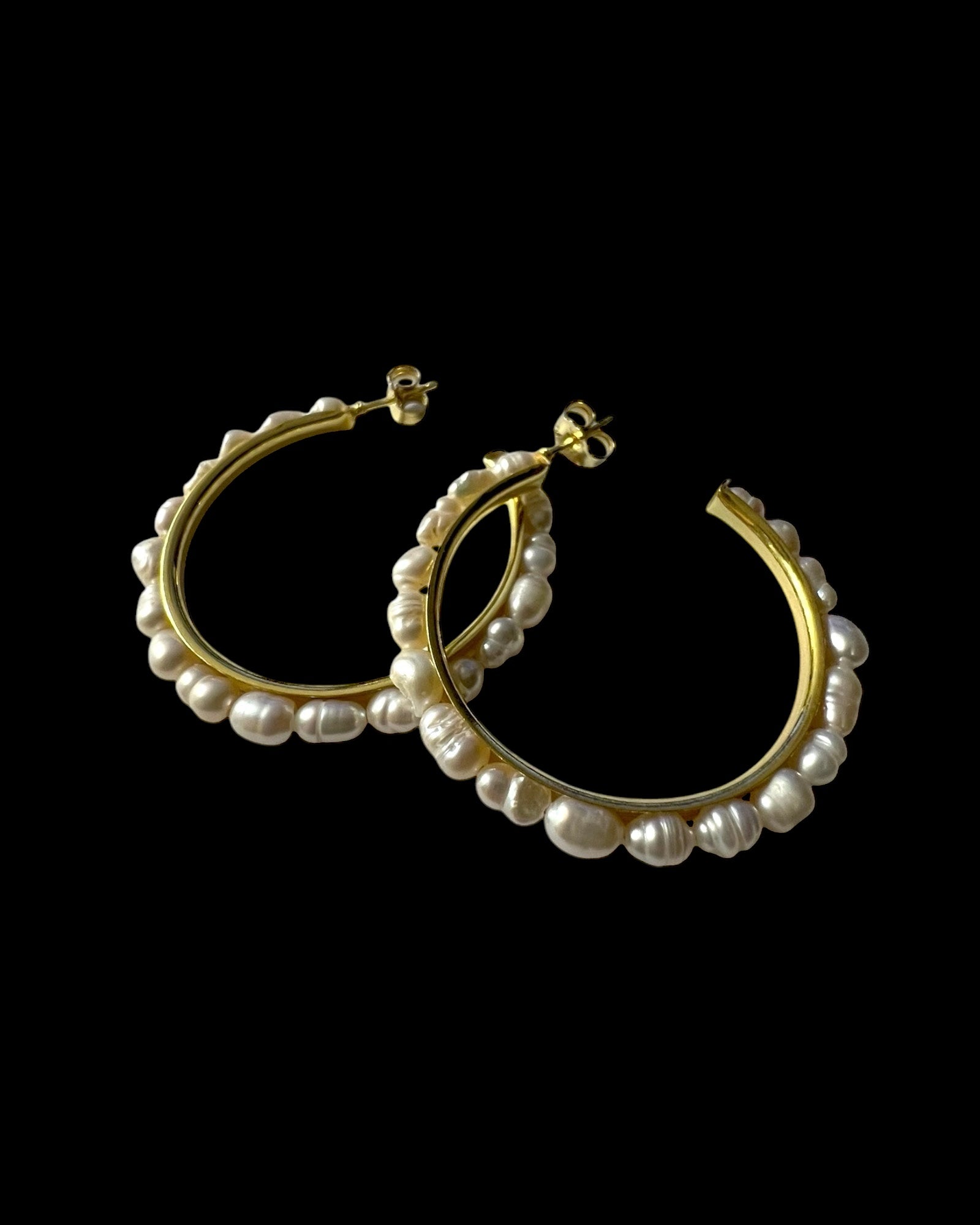 Pearl Hoop Earrings in Gold-Plated Silver