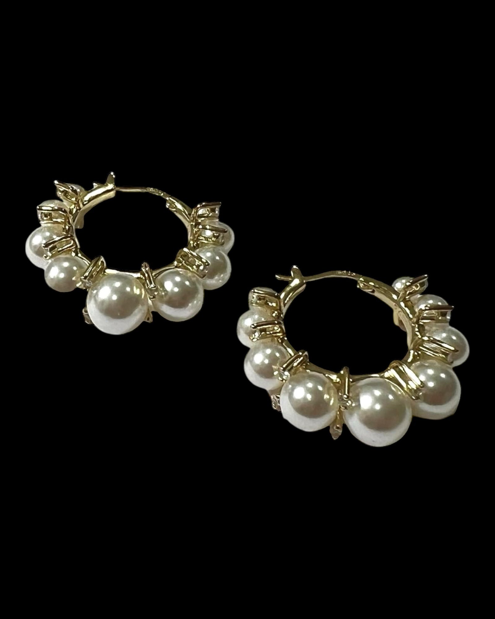 Gold Plated Silver Pearl Hoops