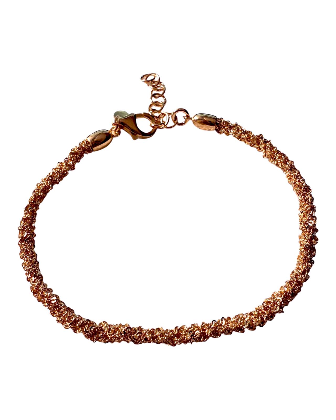 Pulseira Simples com Brilho em Prata Rosa
