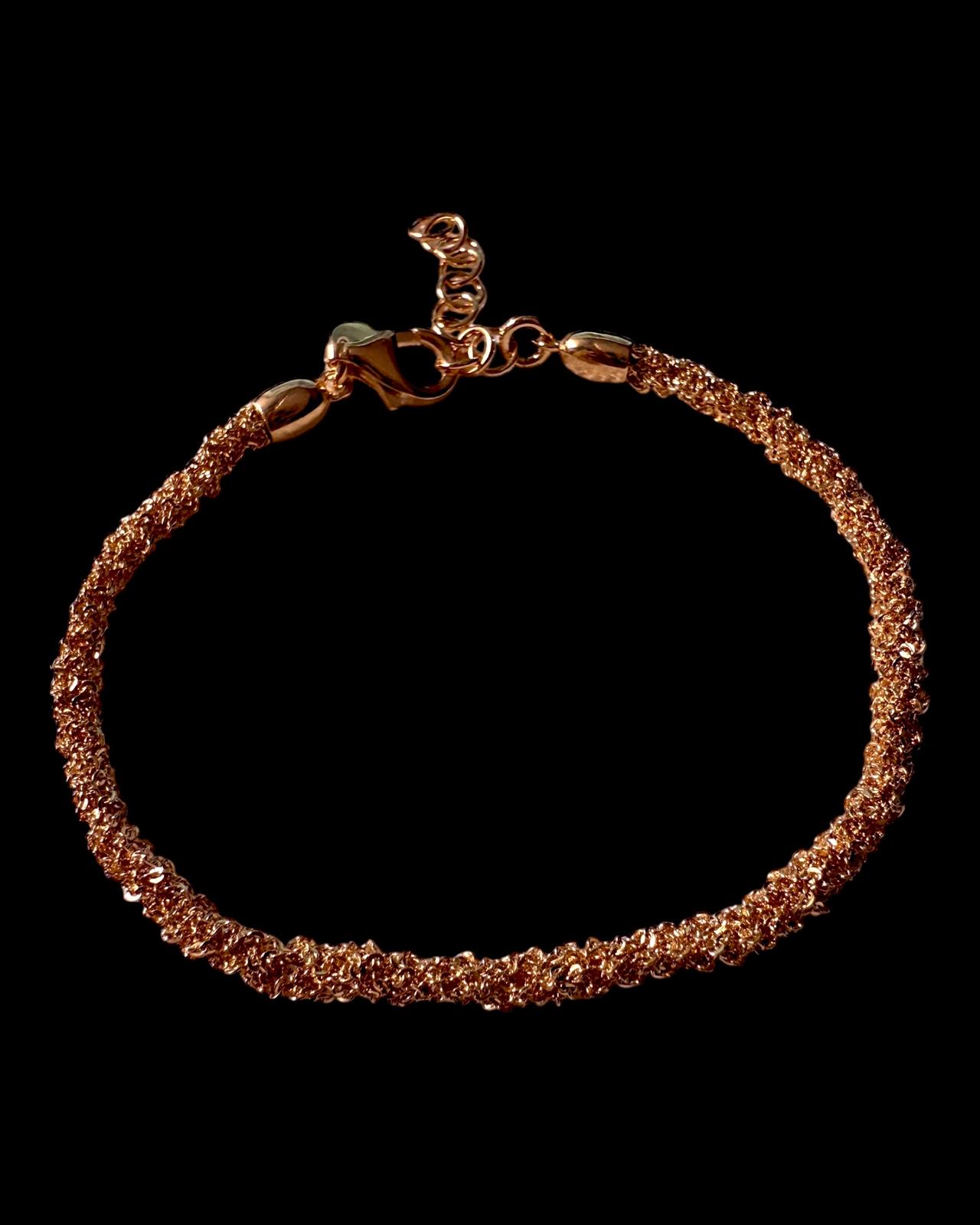 Pulseira Simples com Brilho em Prata Rosa