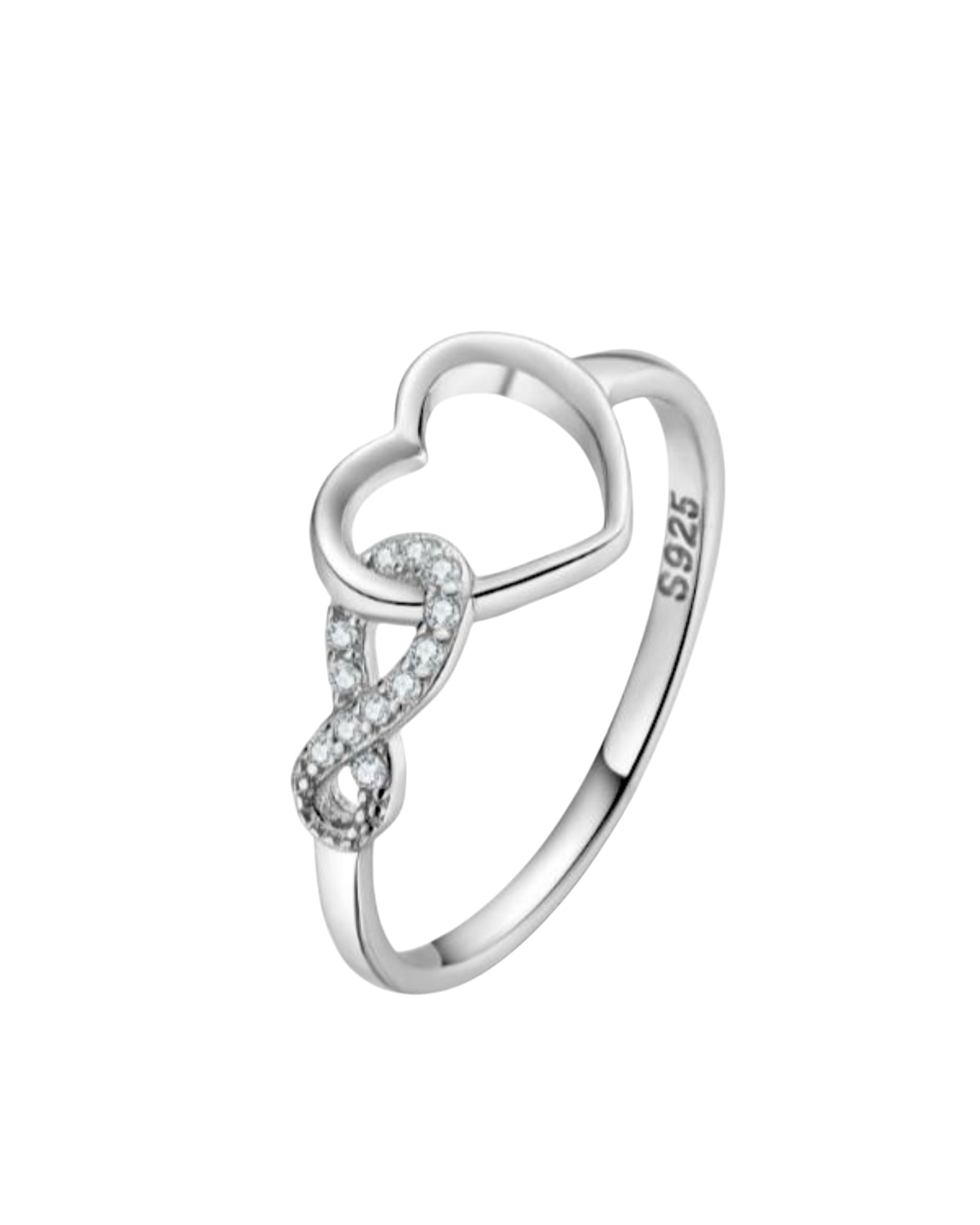 Heart and Infinity Ring in Silver