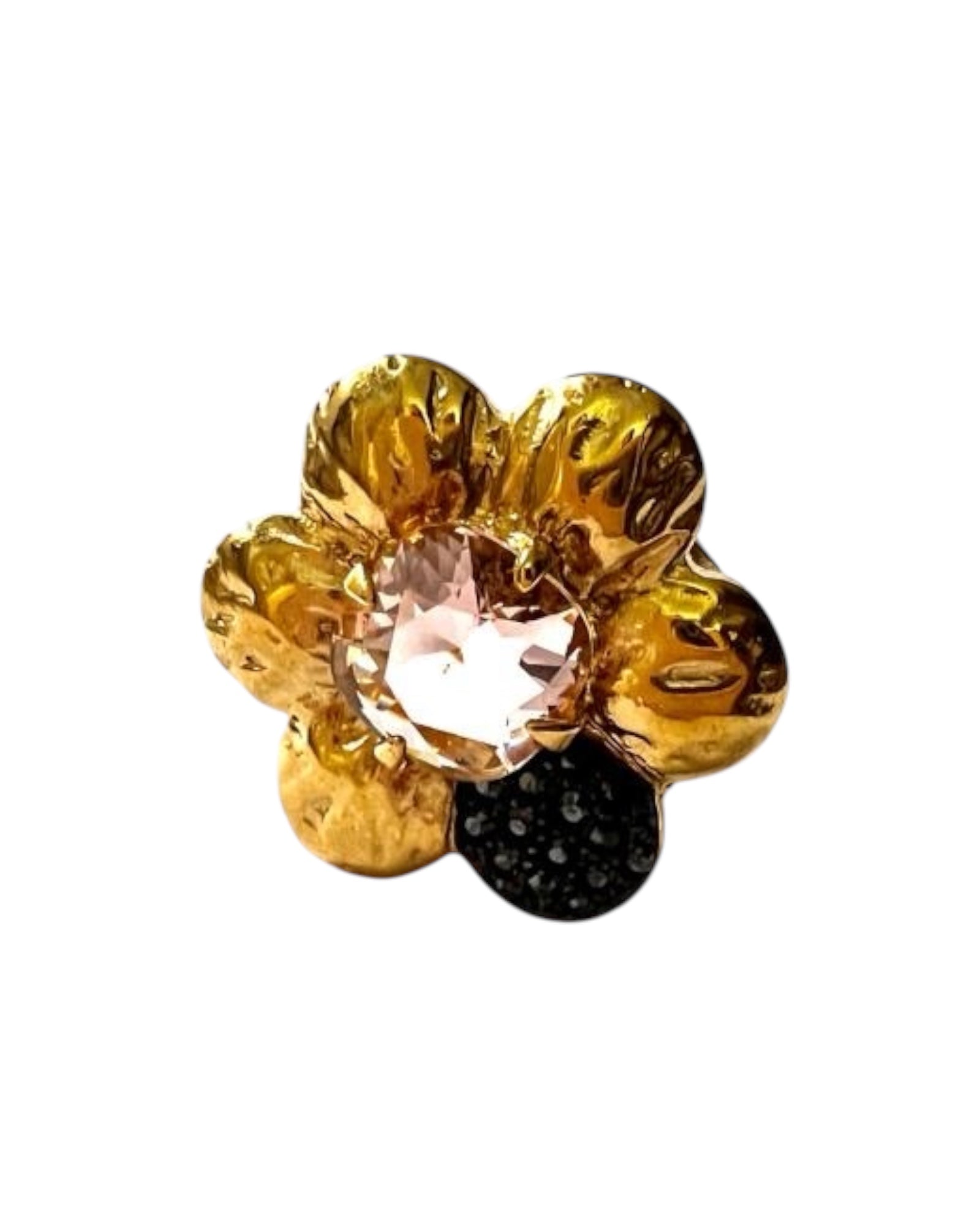 Anel Flor em Prata Dourada
