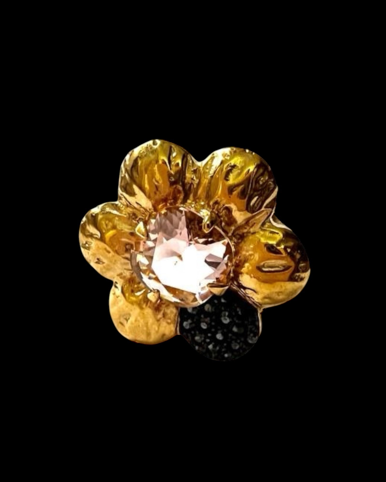 Anel Flor em Prata Dourada