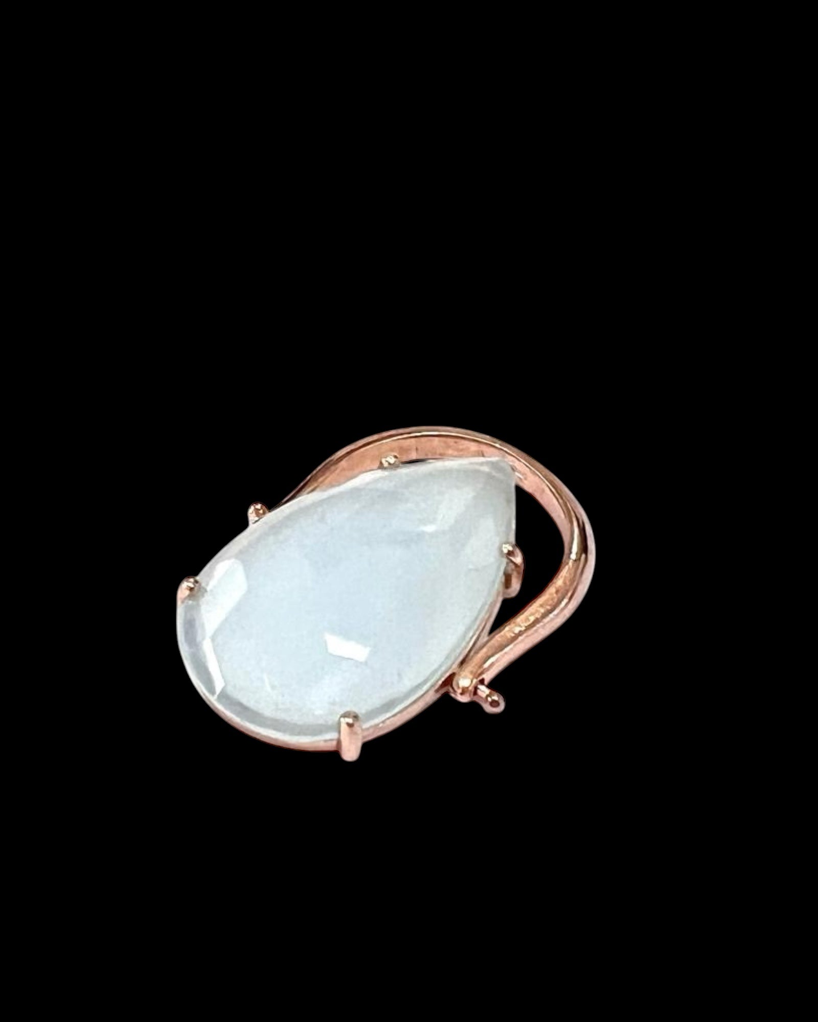 Anel Gota Azul Prata Rosa