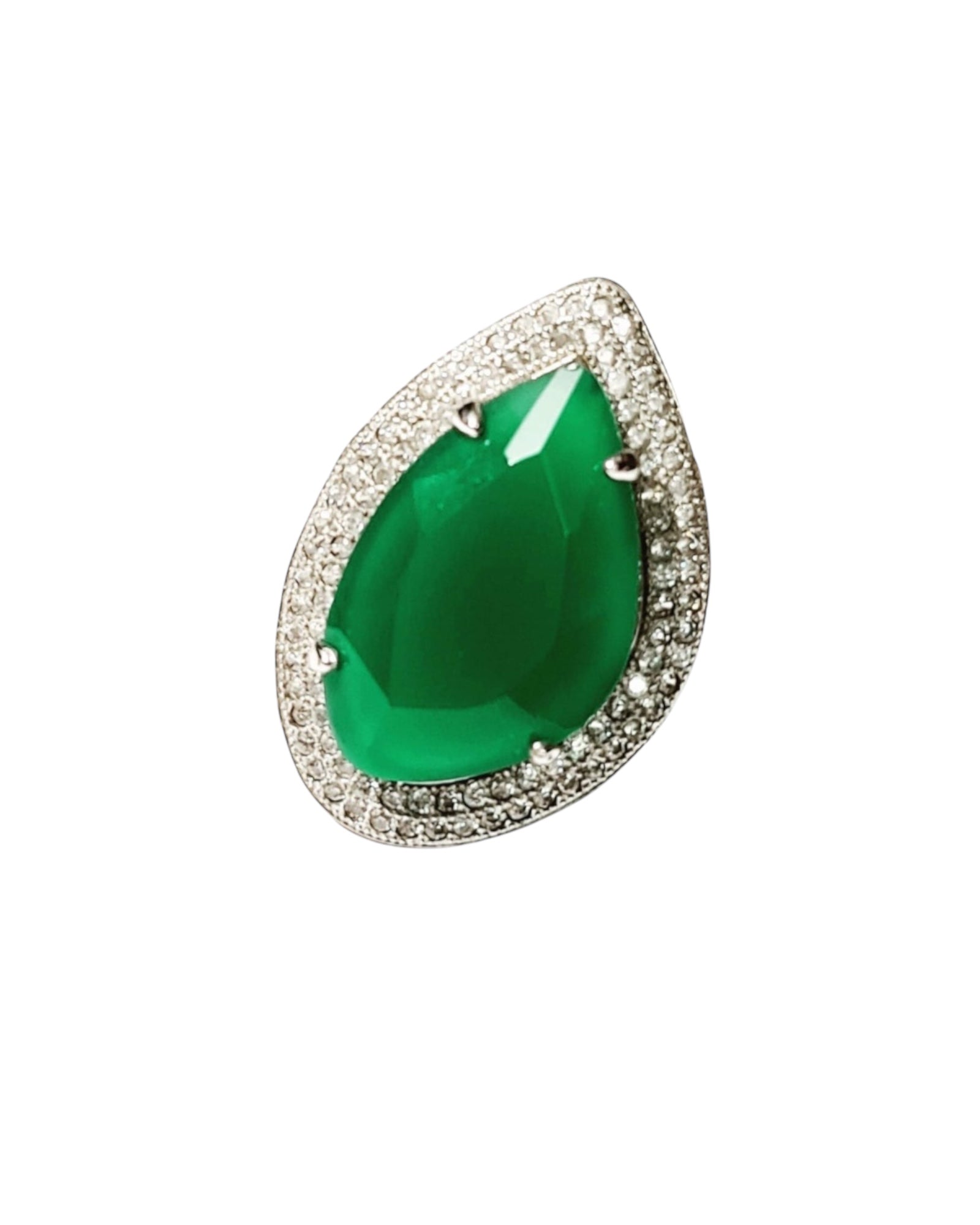 Green Ring in Silver