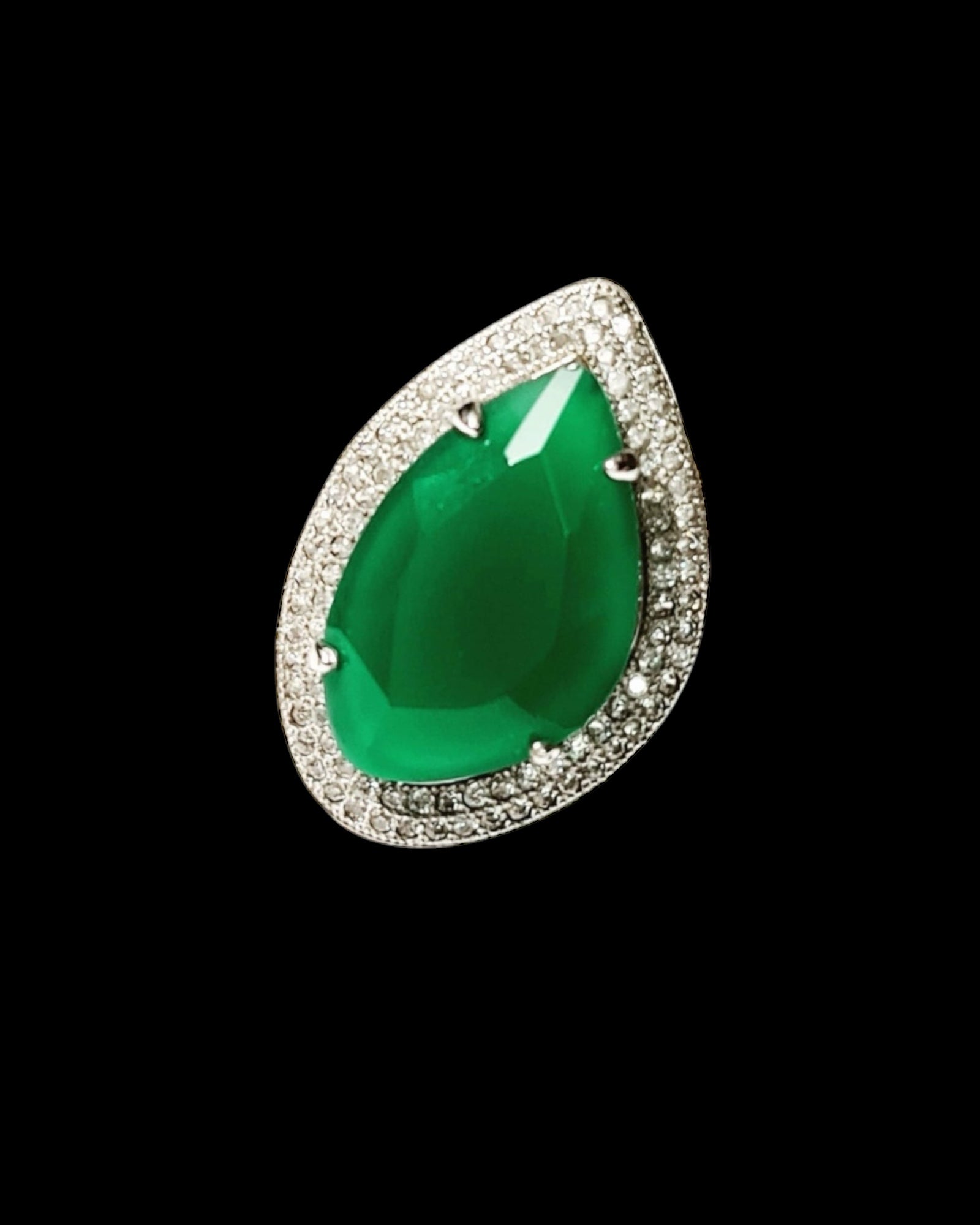 Green Ring in Silver