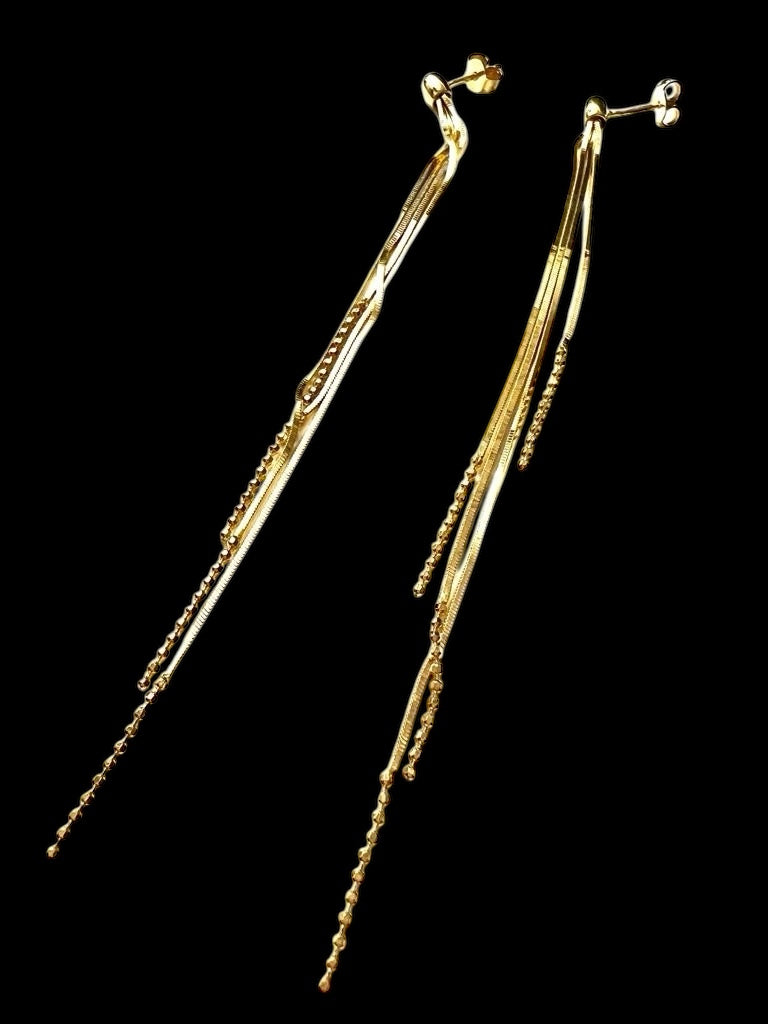 Long Earrings in Gold-Plated Silver