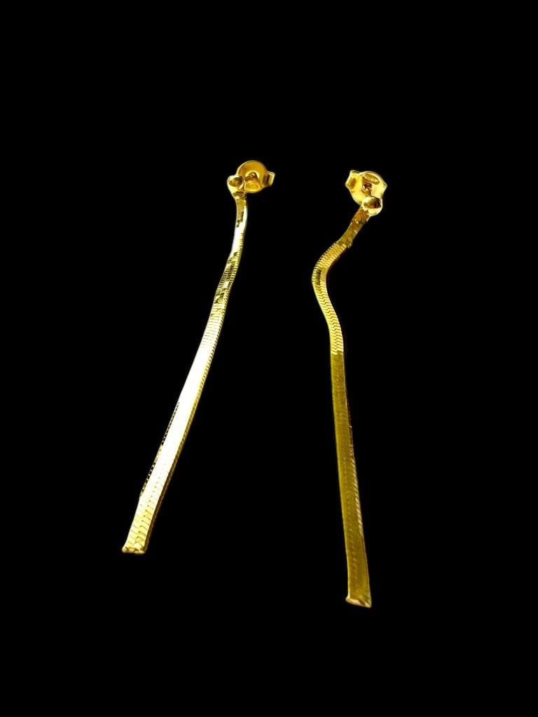 Long Gold Plated Silver Earrings