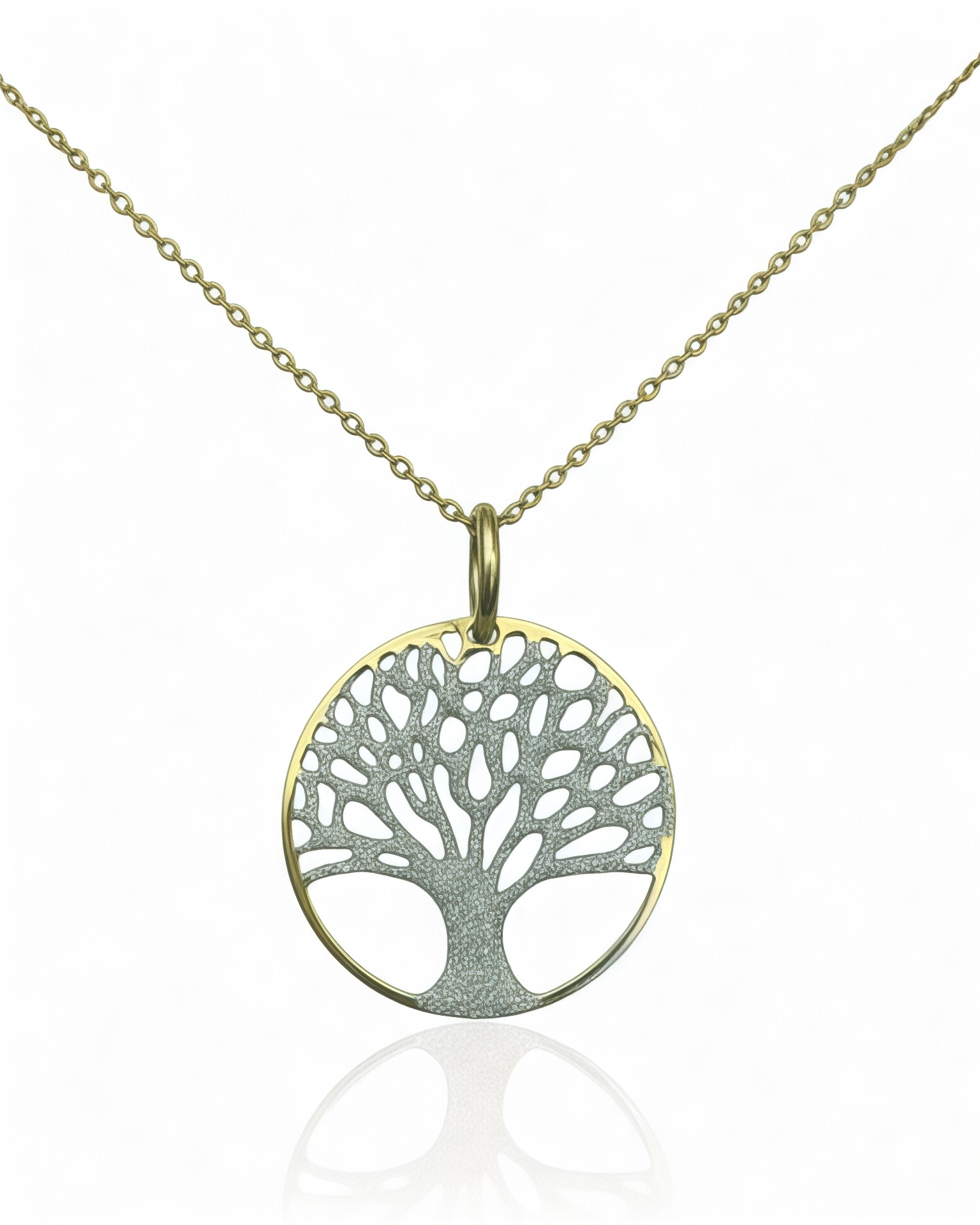 Tree of Life Necklace with Gold-Plated Silver Sparkle