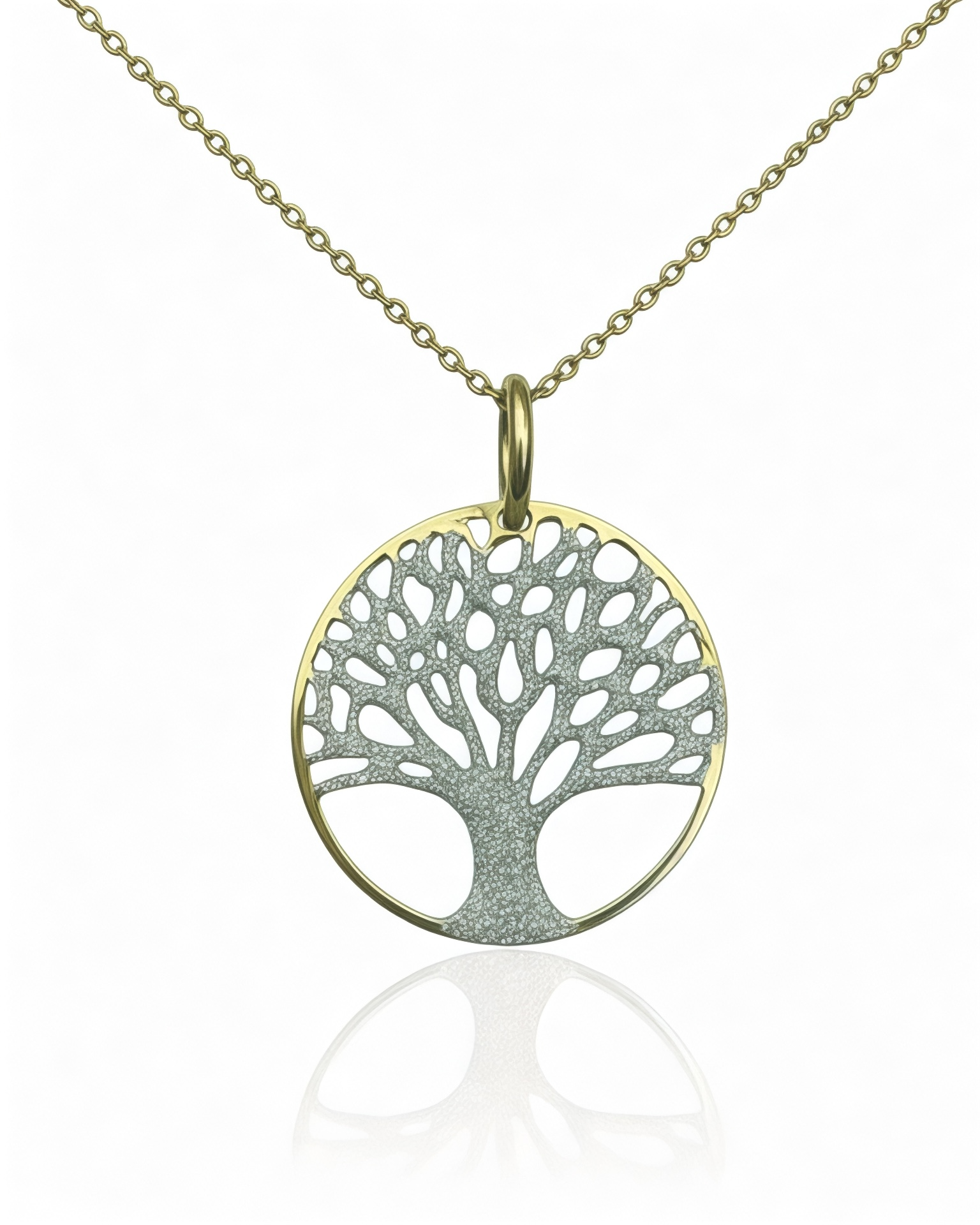 Tree of Life Necklace with Gold-Plated Silver Sparkle