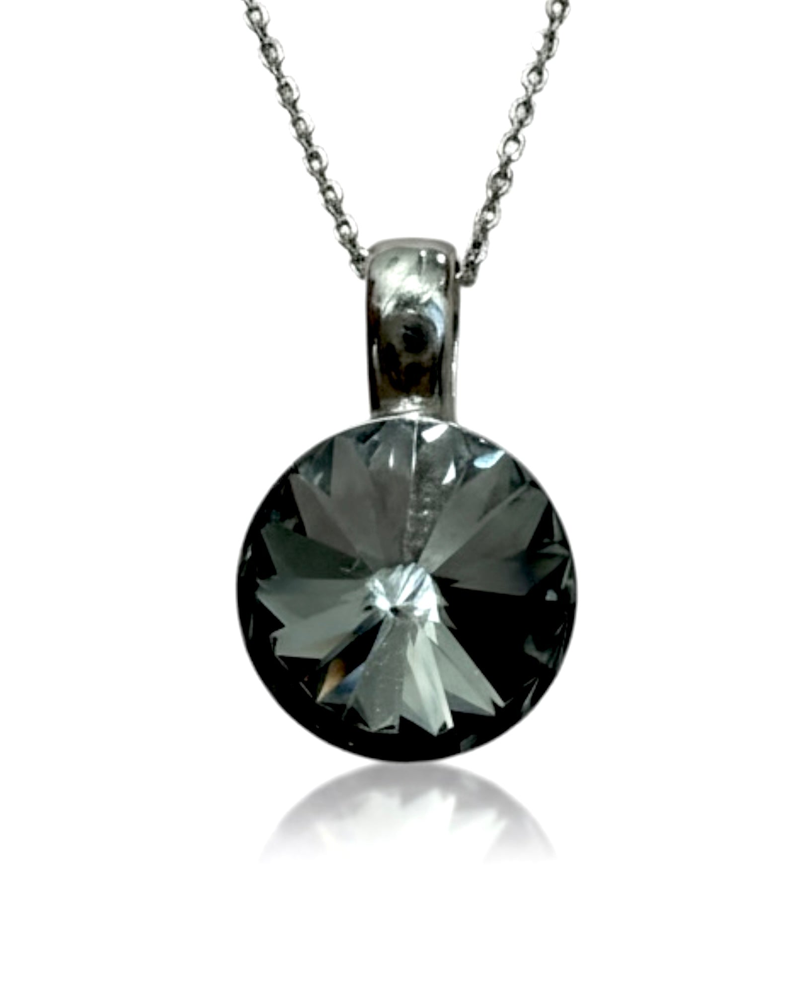 Black Stone Necklace in Silver