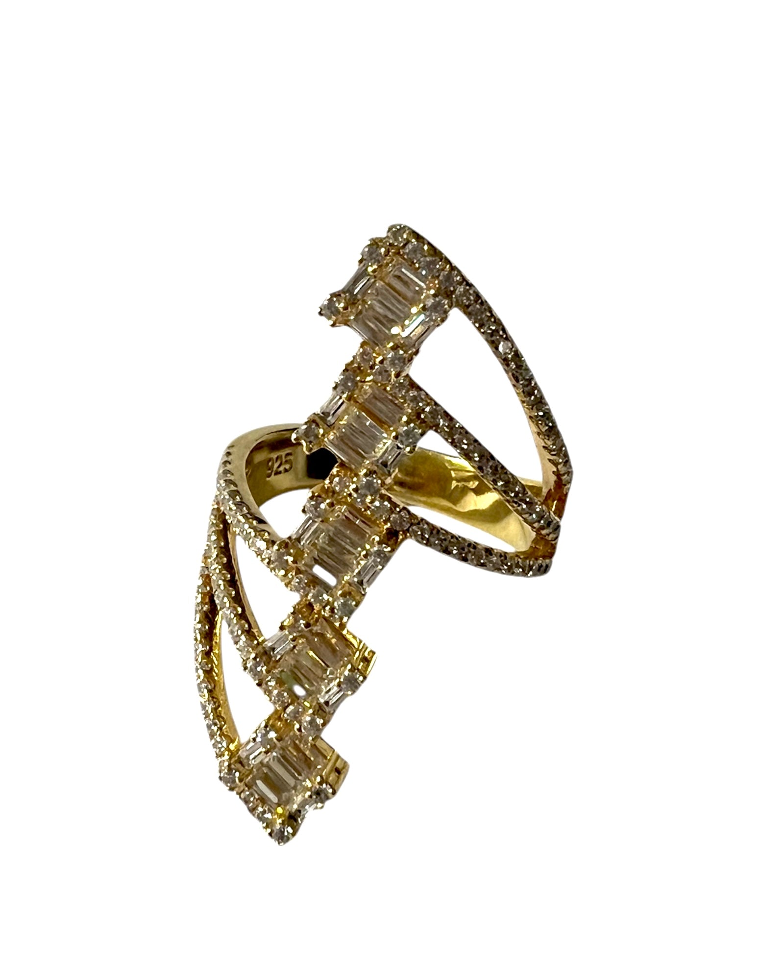 Baguette Ring in Gold Plated Silver