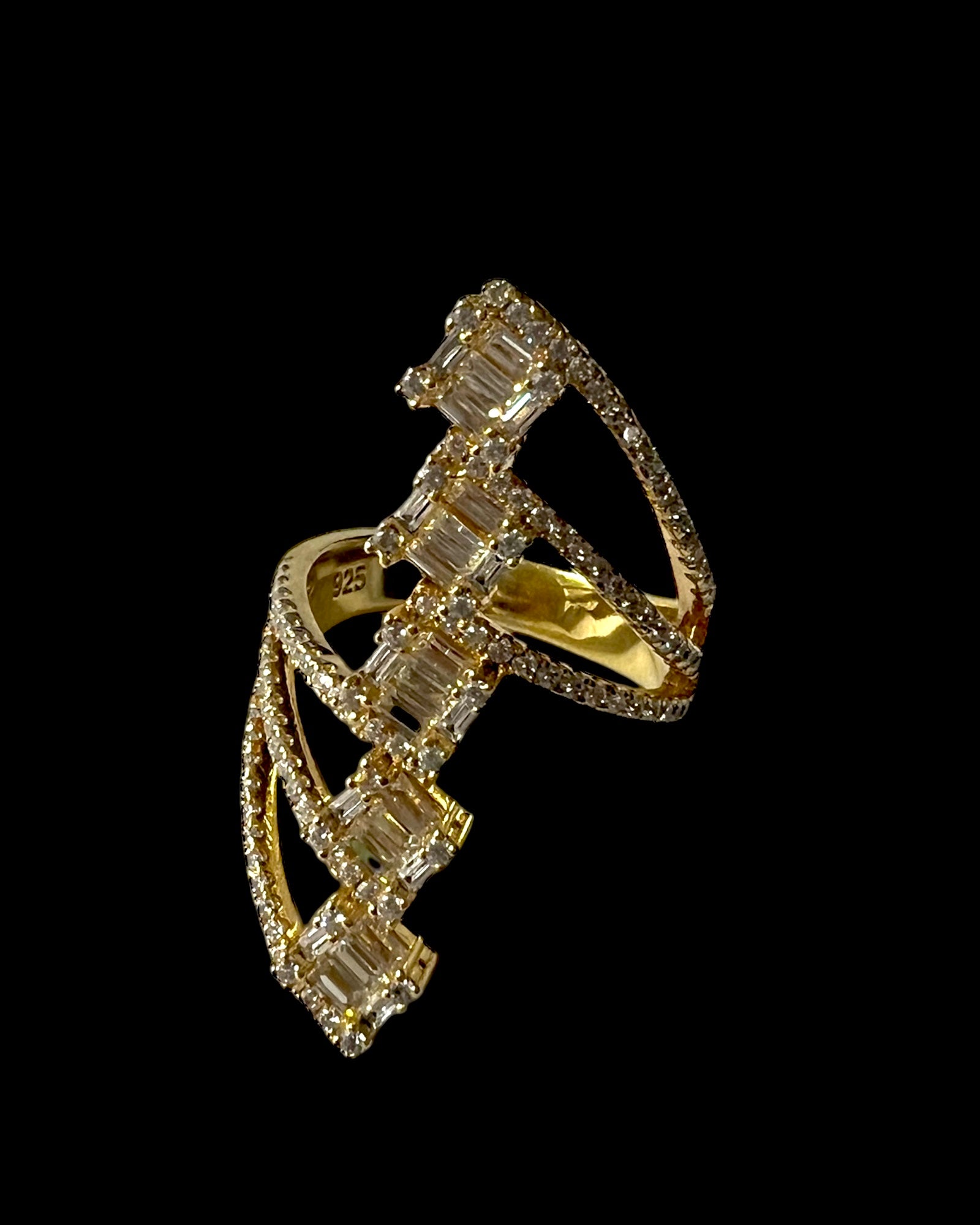 Baguette Ring in Gold Plated Silver