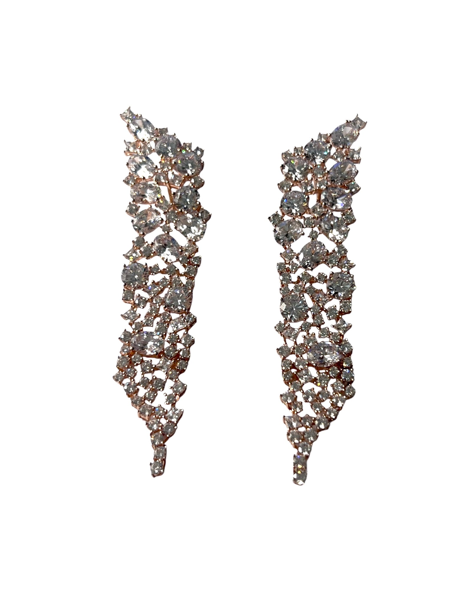 Waterfall Earrings in Pink Silver