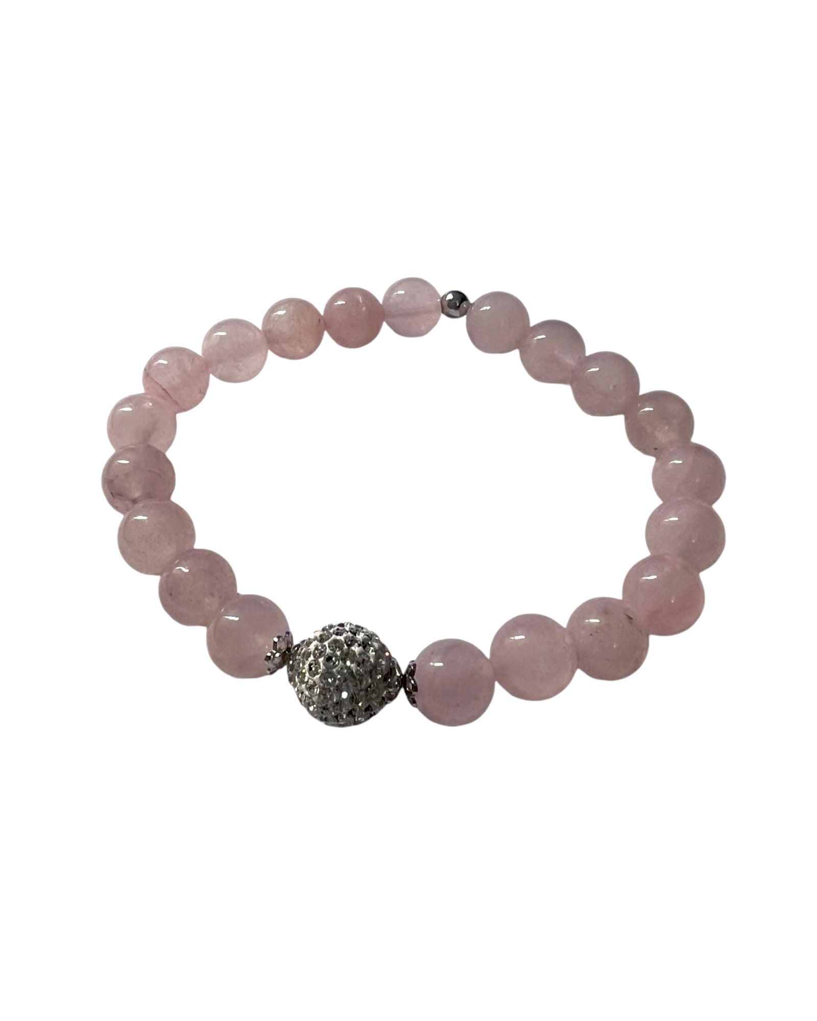 Pink Stones Glitter Bracelet in Silver