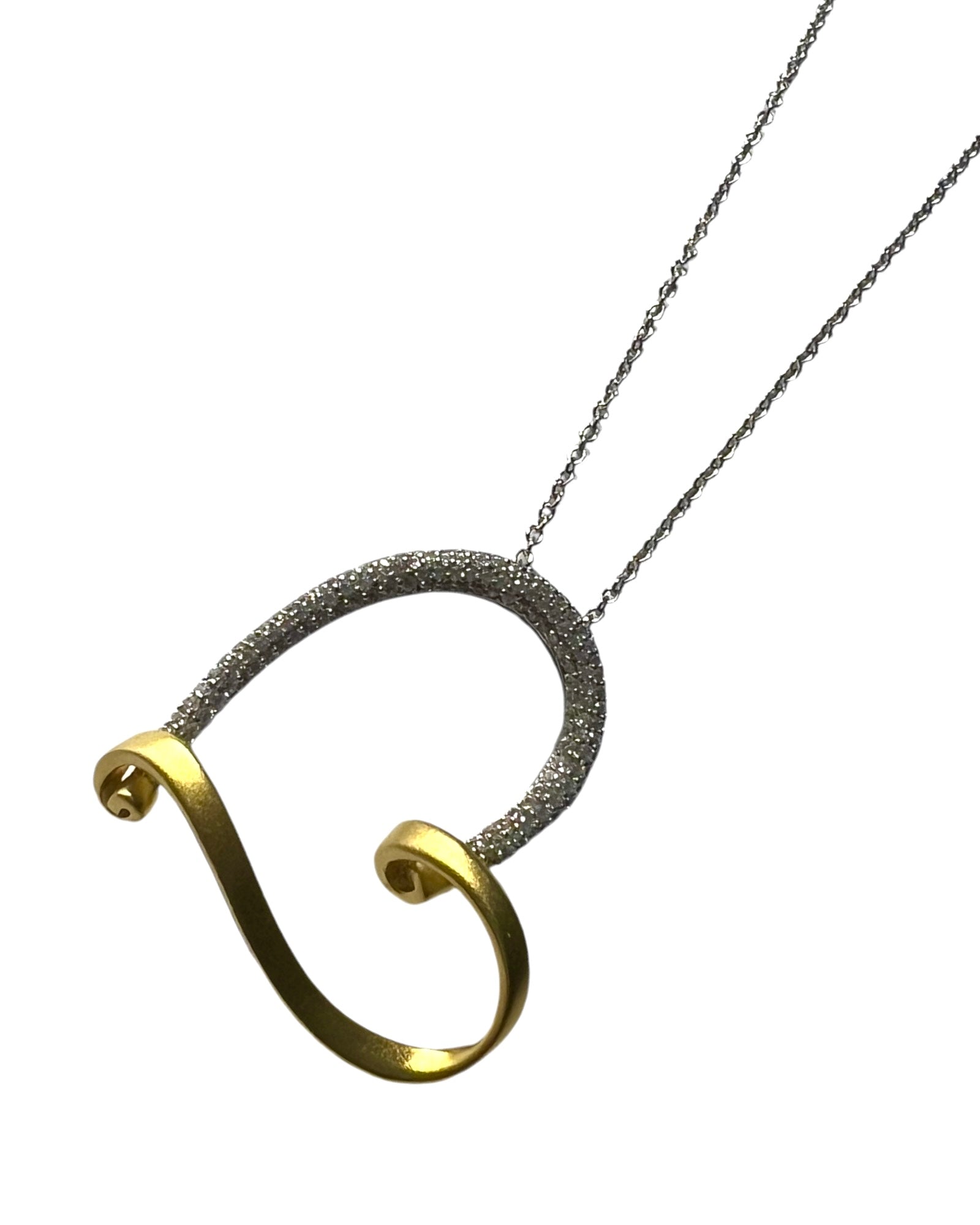 Necklace with Heart in Silver and Gold Plated Silver