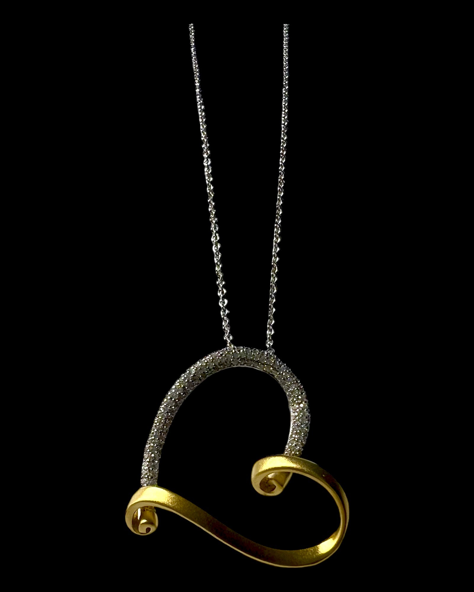 Necklace with Heart in Silver and Gold Plated Silver