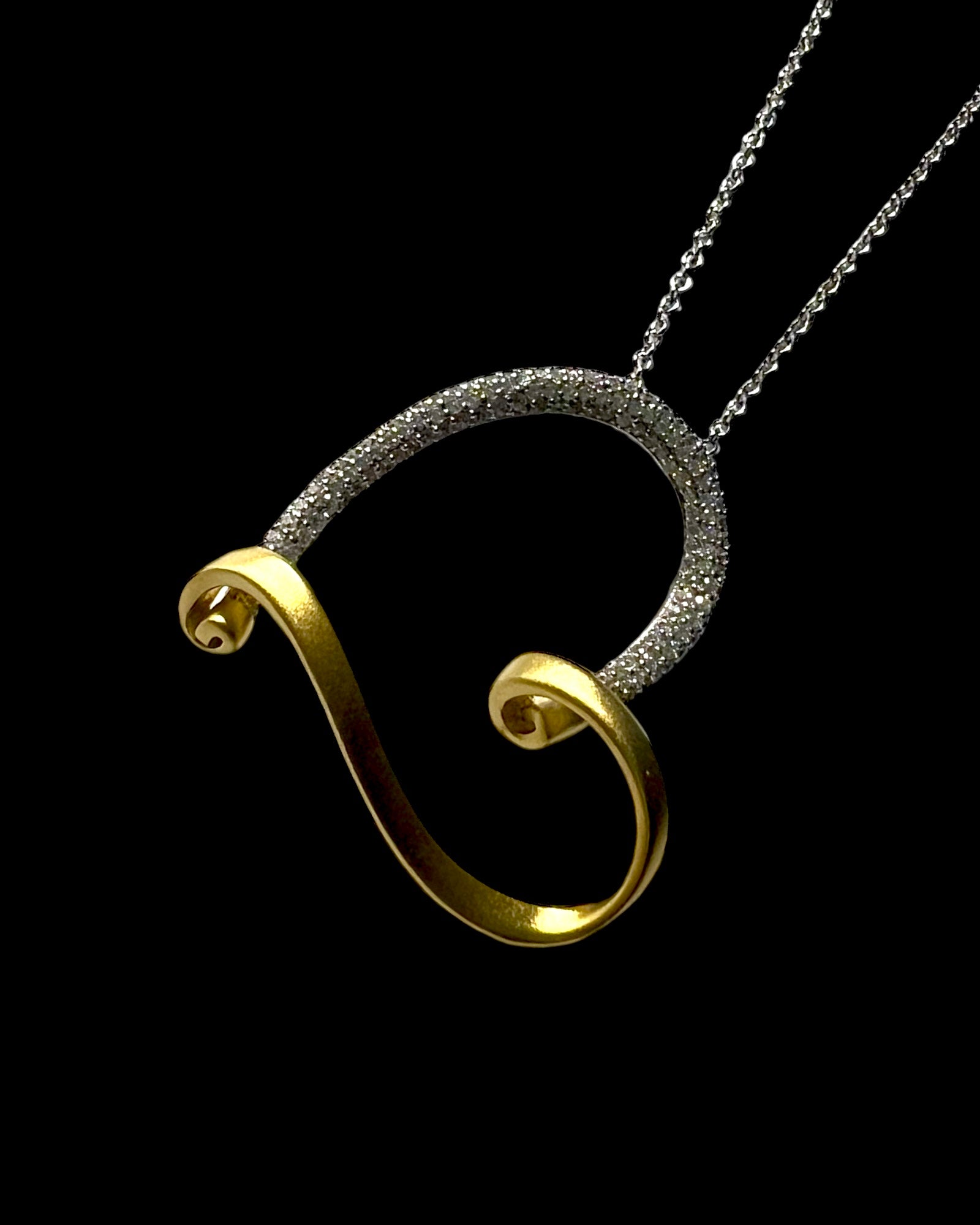 Necklace with Heart in Silver and Gold Plated Silver