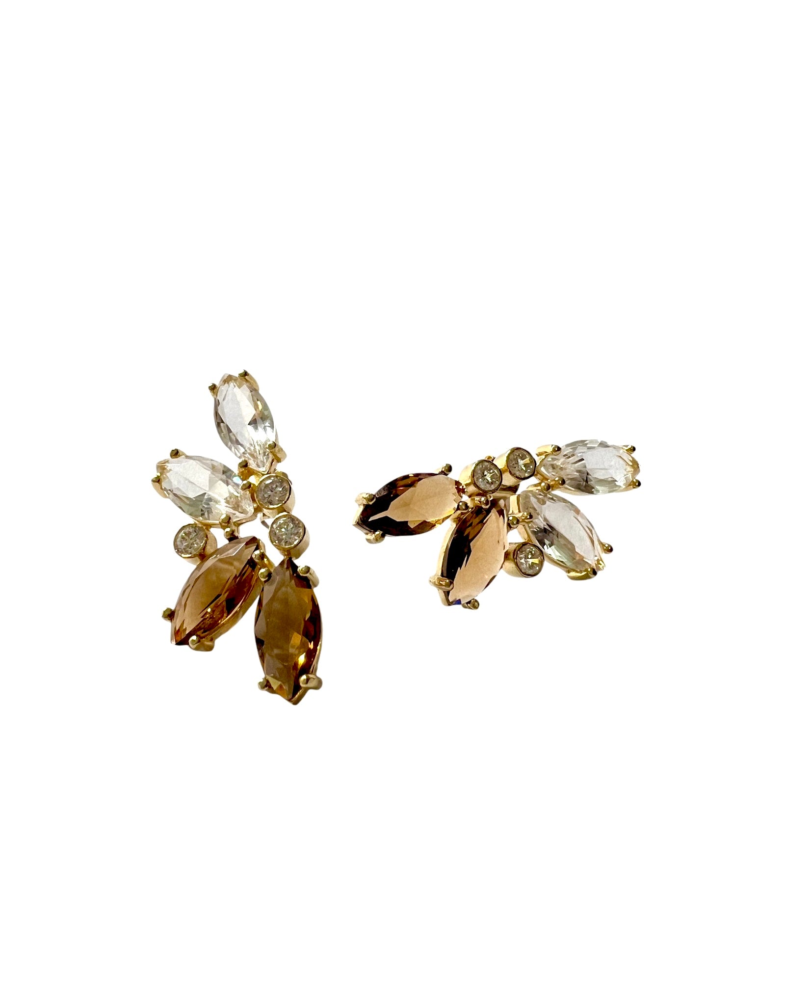 Half Flower Earrings in Gold Plated Silver