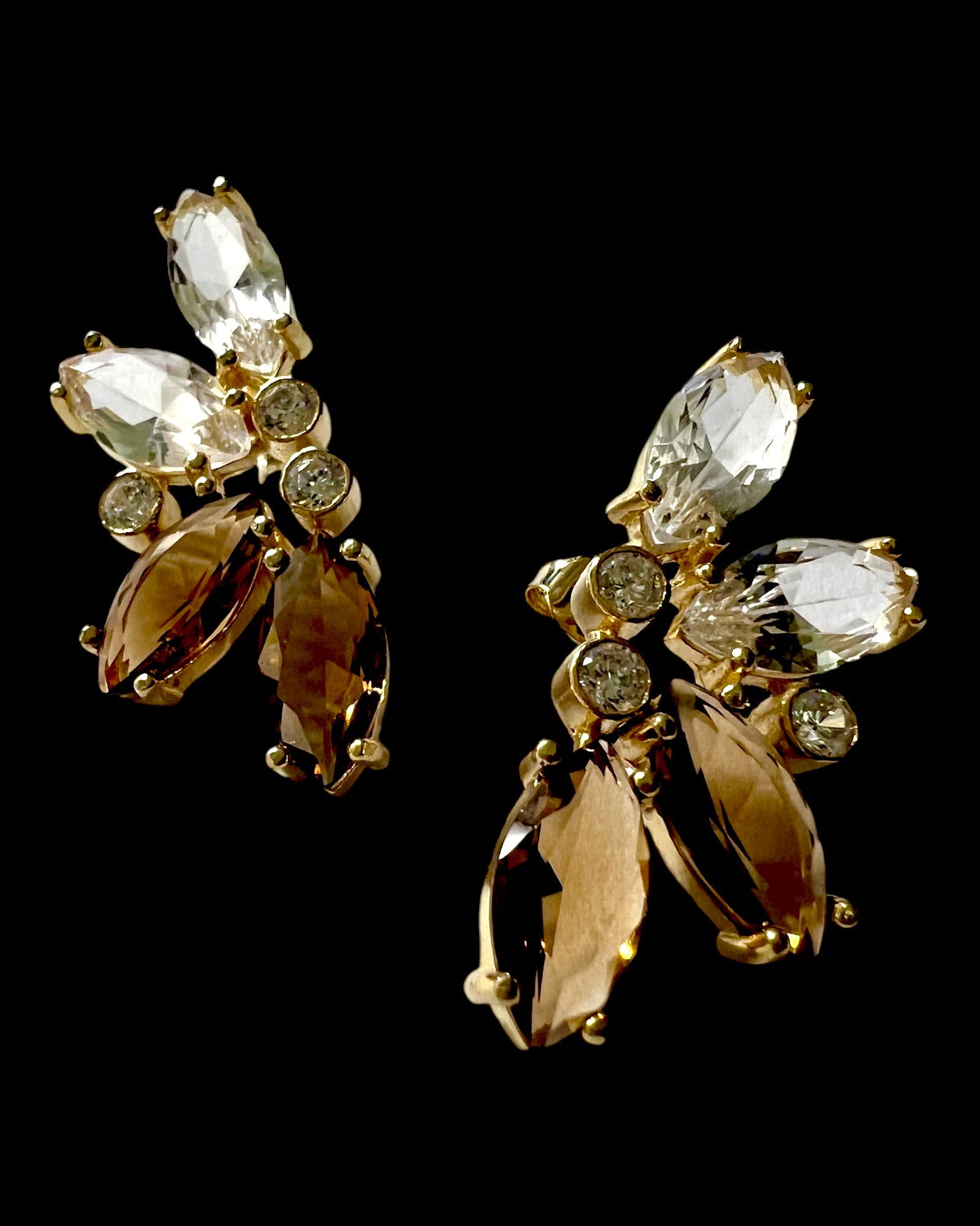 Half Flower Earrings in Gold Plated Silver