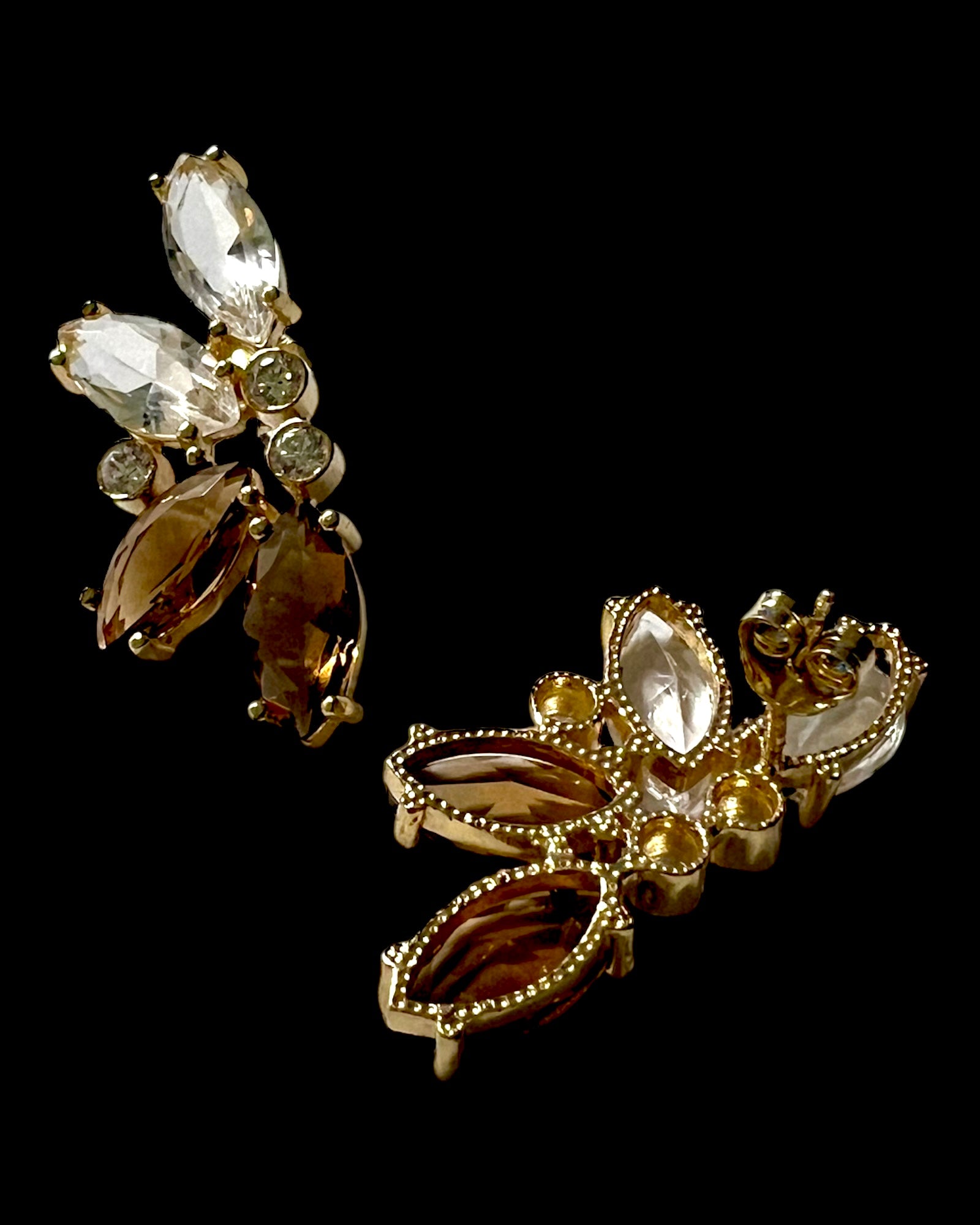 Half Flower Earrings in Gold Plated Silver