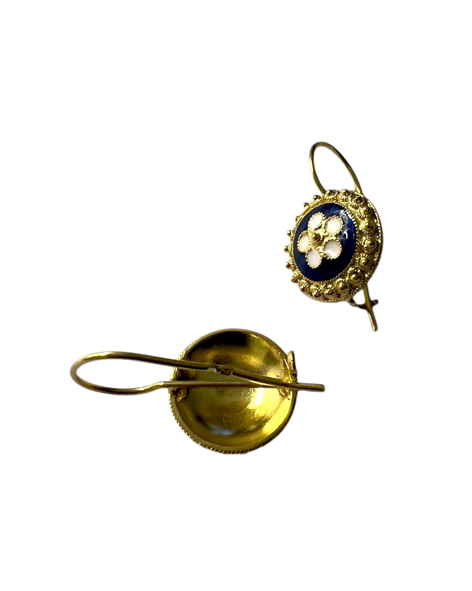 Blue Snail Earrings in Gold Plated Silver