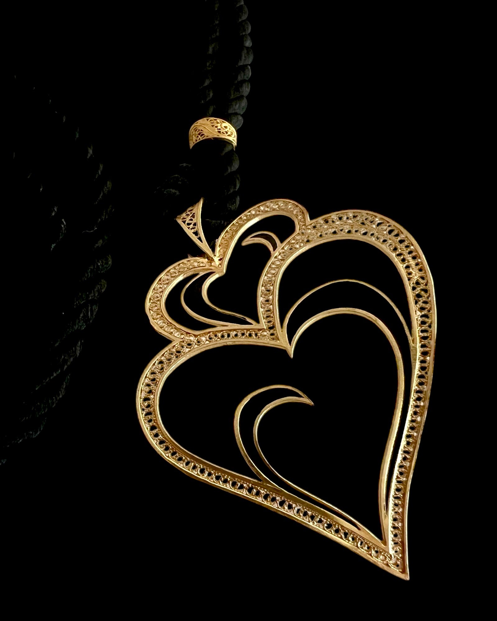 Viana is Love Heart Necklace with Black Enamel