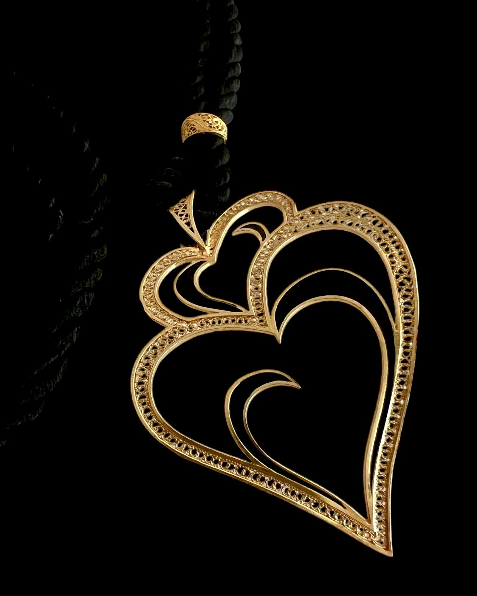 Viana is Love Heart Necklace with Black Enamel