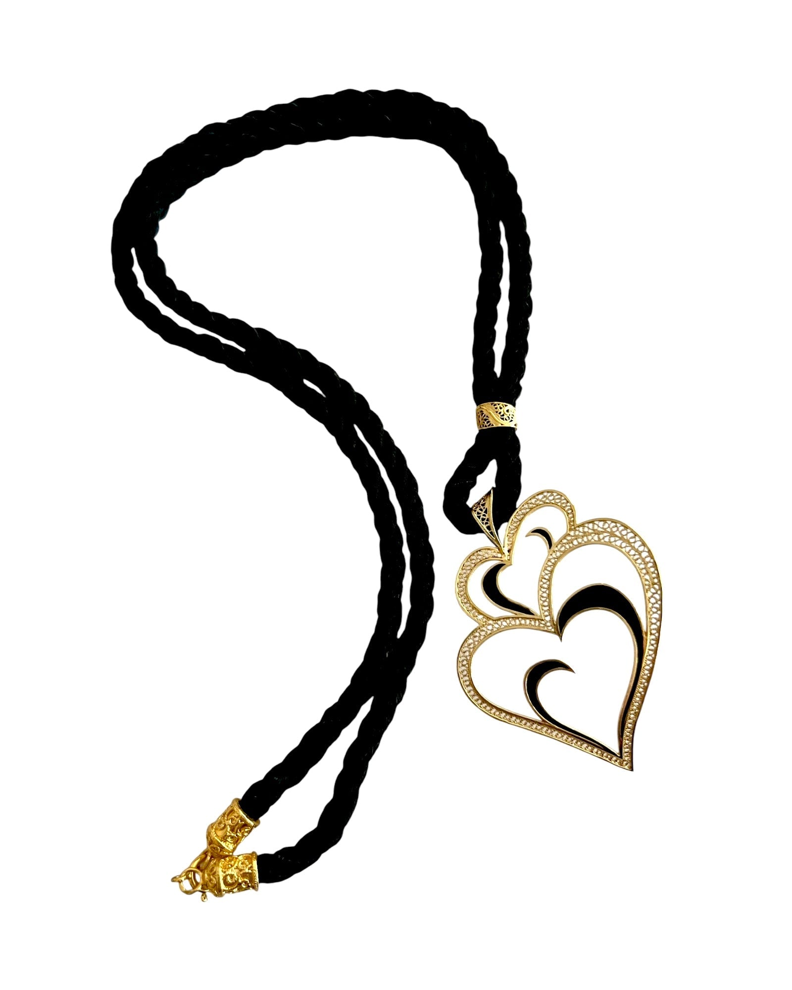 Viana is Love Heart Necklace with Black Enamel