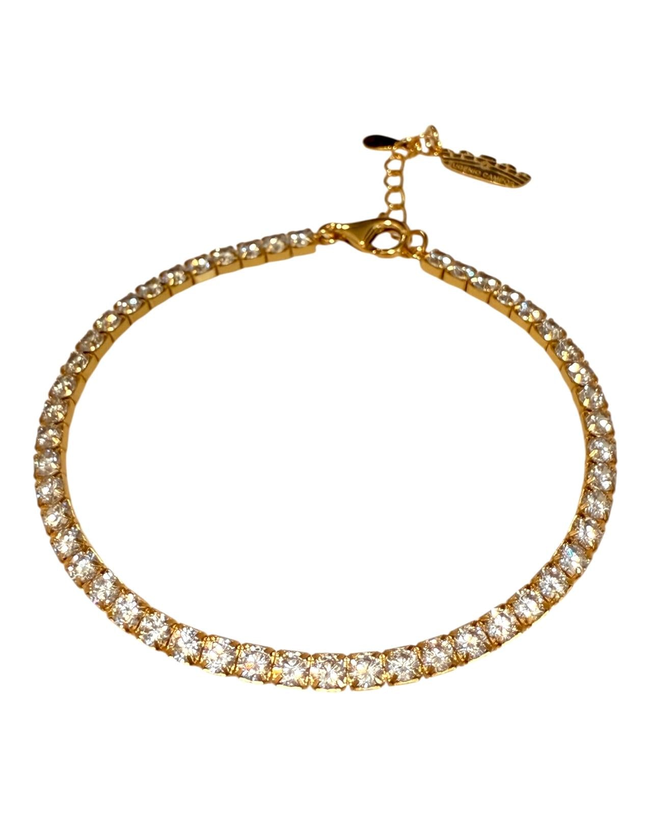 Pulseira com Brilho em Prata Dourada