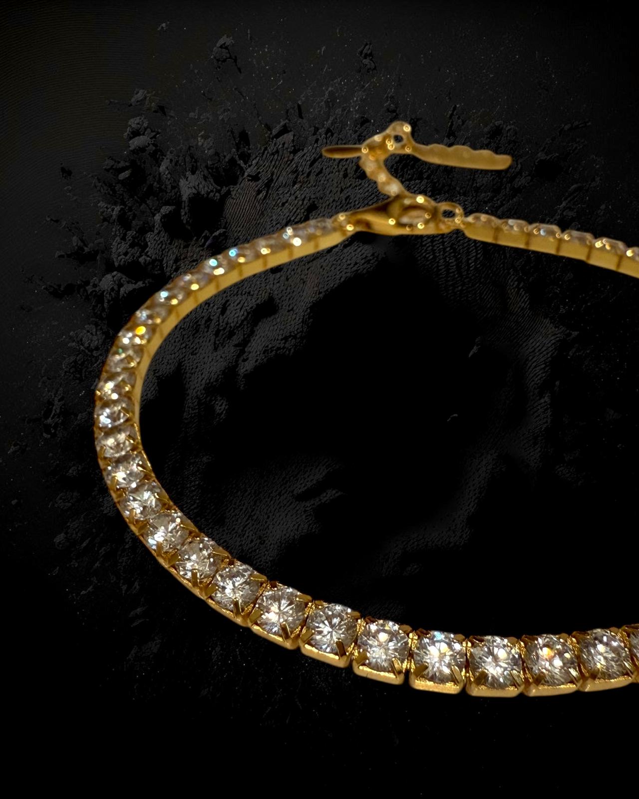 Pulseira com Brilho em Prata Dourada
