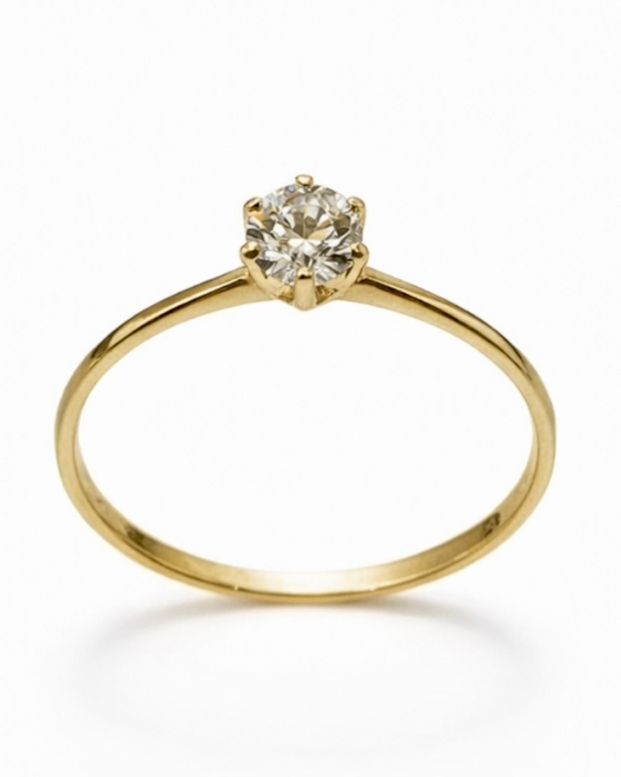 Anel Solitário Clássico em Ouro 9KL