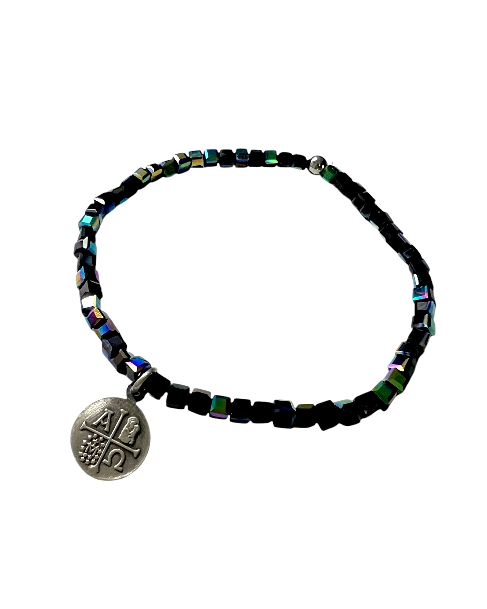 Holy Spirit Bracelet with Stones in Silver
